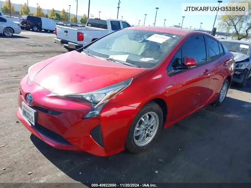 2017 Toyota Prius Three VIN: JTDKARFUXH3538560 Lot: 40922880