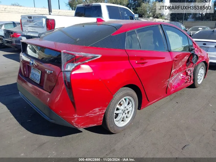 2017 Toyota Prius Three VIN: JTDKARFUXH3538560 Lot: 40922880