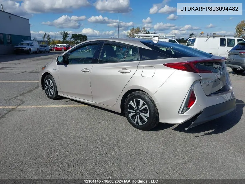 2018 Toyota Prius Prime VIN: JTDKARFP8J3094482 Lot: 12104145