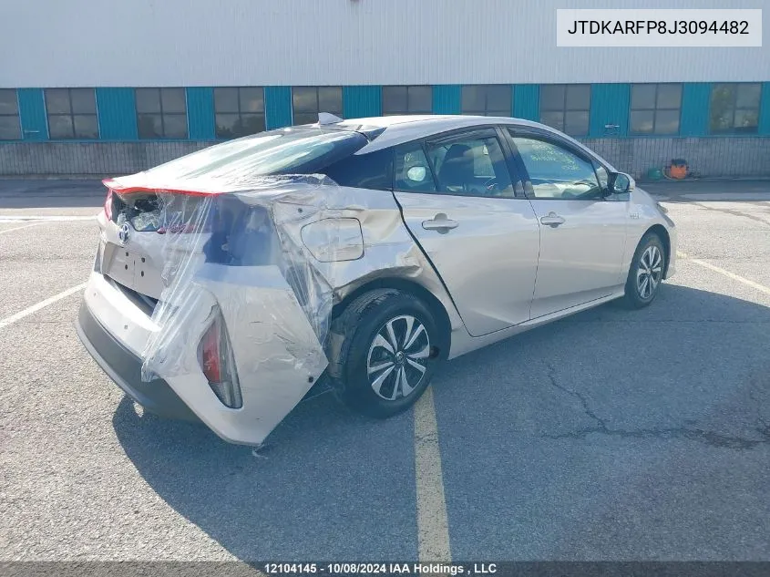 2018 Toyota Prius Prime VIN: JTDKARFP8J3094482 Lot: 12104145