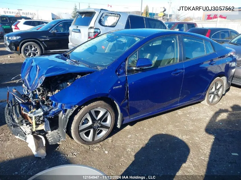 2018 Toyota Prius Technology/Touring VIN: JTDKARFU0J3057562 Lot: 12154947