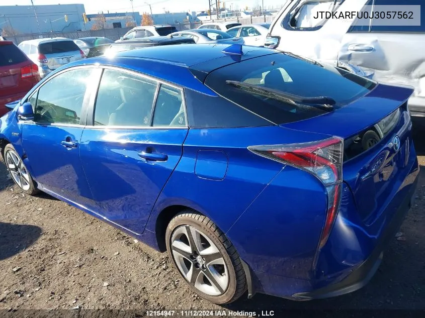 2018 Toyota Prius Technology/Touring VIN: JTDKARFU0J3057562 Lot: 12154947