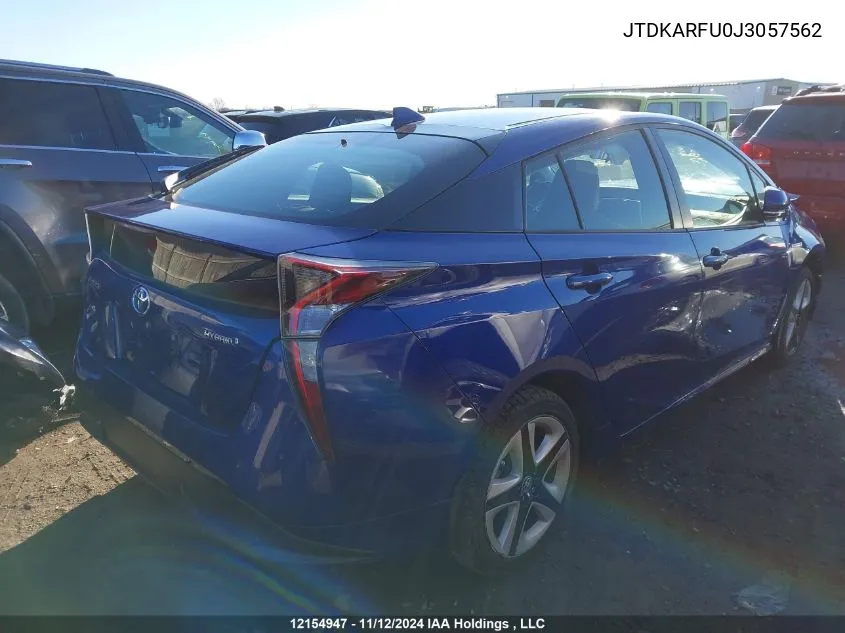 2018 Toyota Prius Technology/Touring VIN: JTDKARFU0J3057562 Lot: 12154947