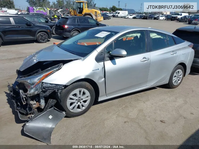 JTDKBRFU7J3069642 2018 Toyota Prius One