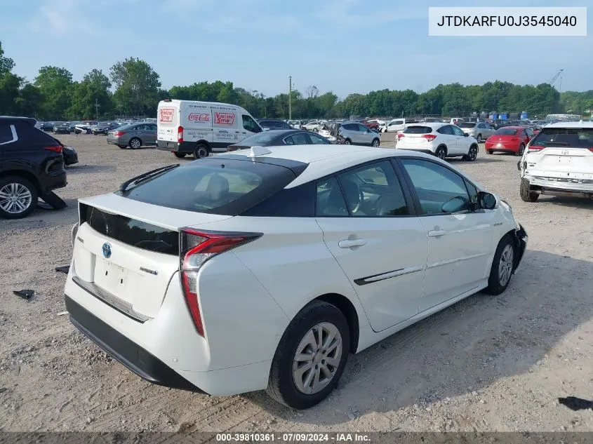 2018 Toyota Prius Four VIN: JTDKARFU0J3545040 Lot: 39810361