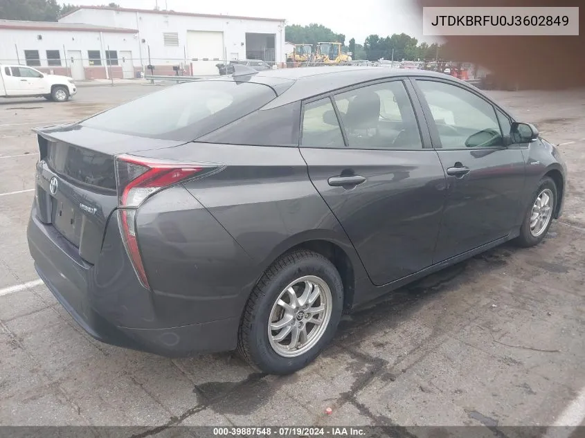 2018 Toyota Prius One VIN: JTDKBRFU0J3602849 Lot: 39887548