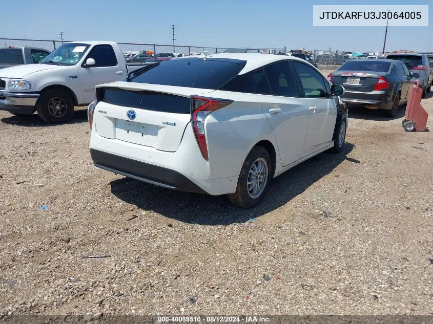 2018 Toyota Prius Four VIN: JTDKARFU3J3064005 Lot: 40089510