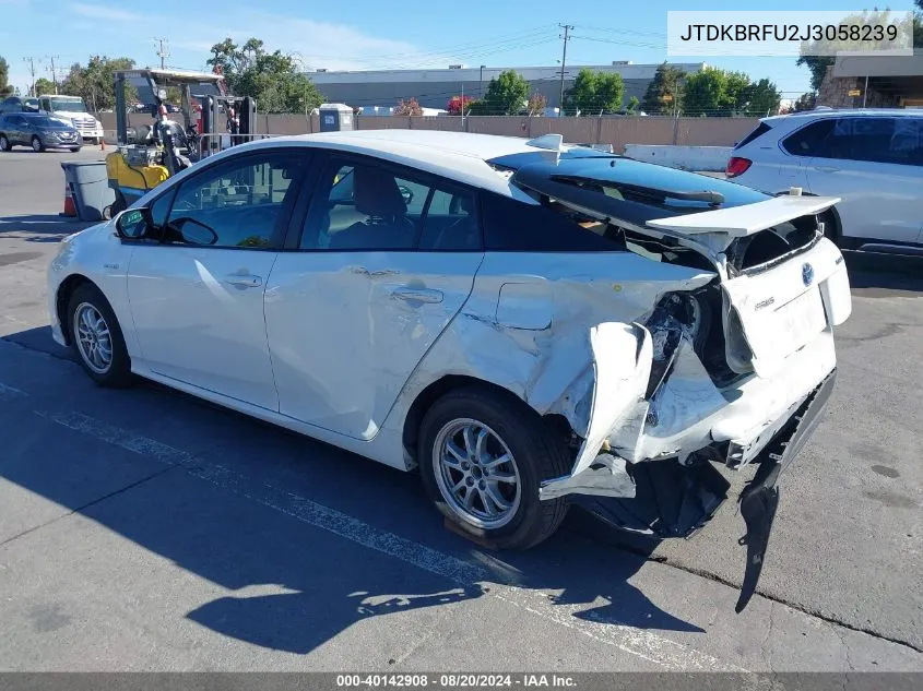 2018 Toyota Prius Two VIN: JTDKBRFU2J3058239 Lot: 40142908