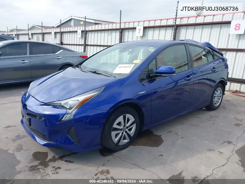 2018 Toyota Prius Two VIN: JTDKBRFU0J3068736 Lot: 40240353