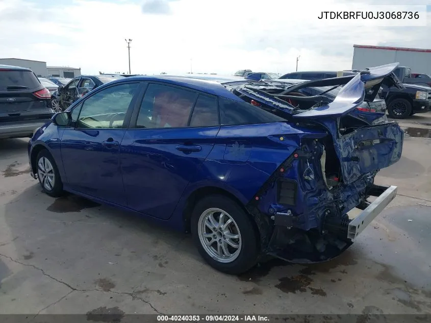 2018 Toyota Prius Two VIN: JTDKBRFU0J3068736 Lot: 40240353