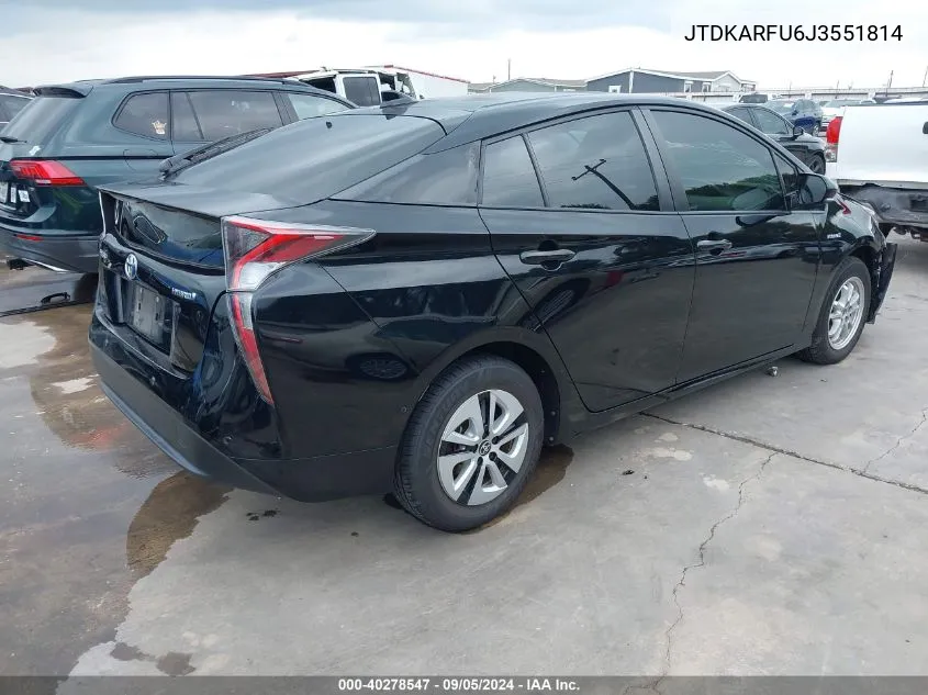 2018 Toyota Prius Three VIN: JTDKARFU6J3551814 Lot: 40278547