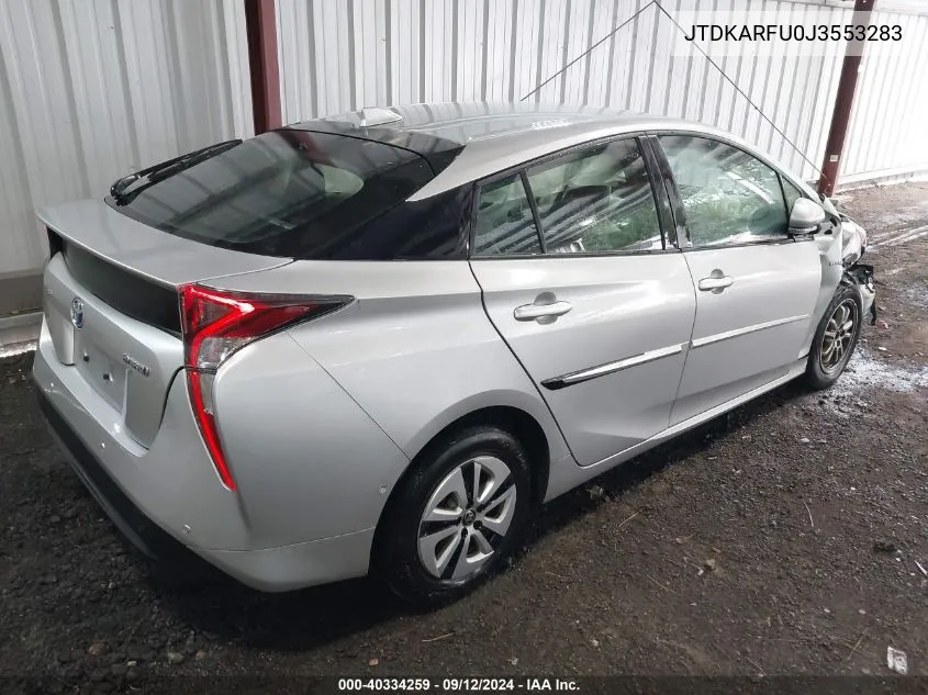 2018 Toyota Prius Four VIN: JTDKARFU0J3553283 Lot: 40334259