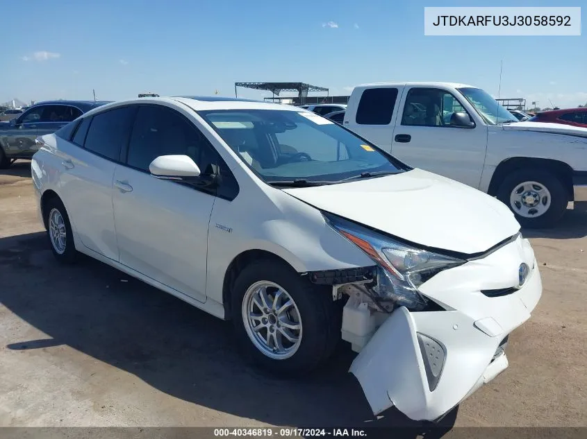 2018 Toyota Prius Three VIN: JTDKARFU3J3058592 Lot: 40346819