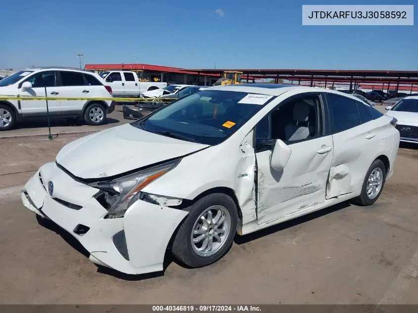 2018 Toyota Prius Three VIN: JTDKARFU3J3058592 Lot: 40346819