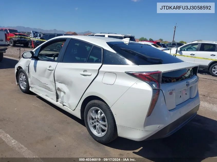 2018 Toyota Prius Three VIN: JTDKARFU3J3058592 Lot: 40346819