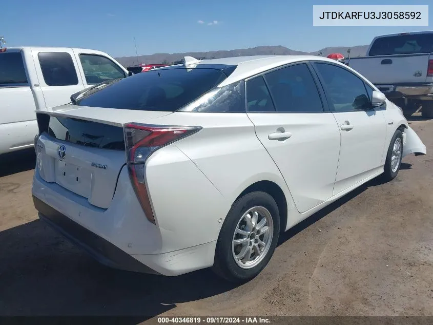 2018 Toyota Prius Three VIN: JTDKARFU3J3058592 Lot: 40346819