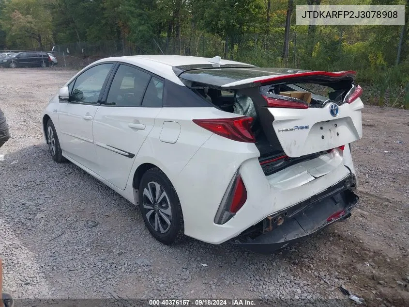 2018 Toyota Prius Prime Plus VIN: JTDKARFP2J3078908 Lot: 40376157