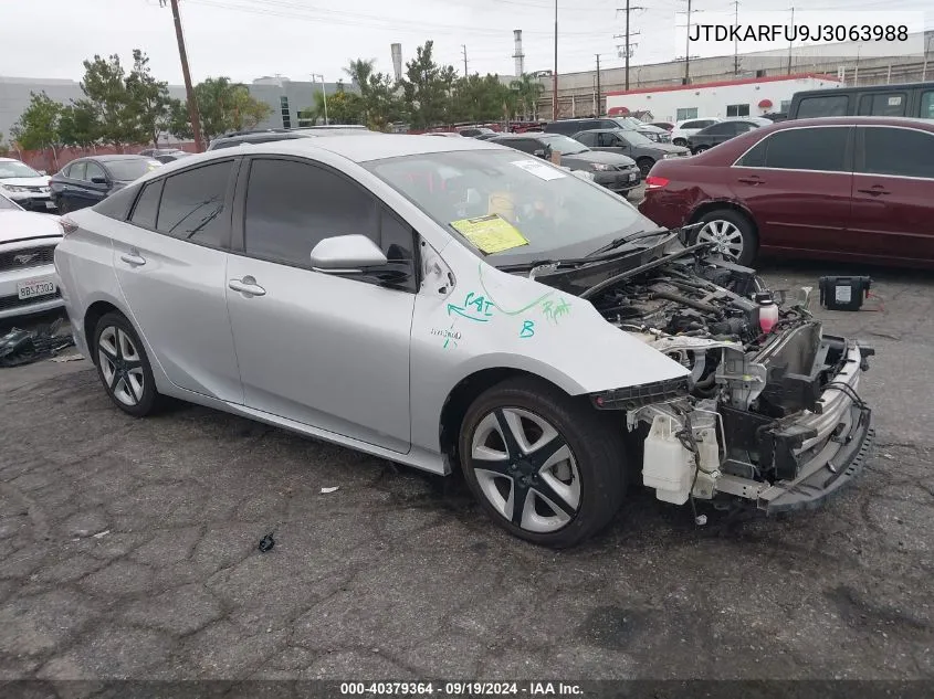 2018 Toyota Prius Three Touring VIN: JTDKARFU9J3063988 Lot: 40379364