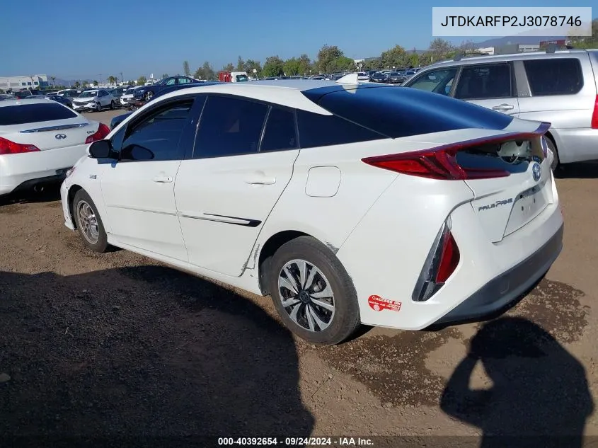 2018 Toyota Prius Prime Plus VIN: JTDKARFP2J3078746 Lot: 40392654