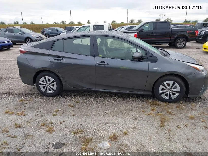 2018 Toyota Prius Three VIN: JTDKARFU9J3067216 Lot: 40512945