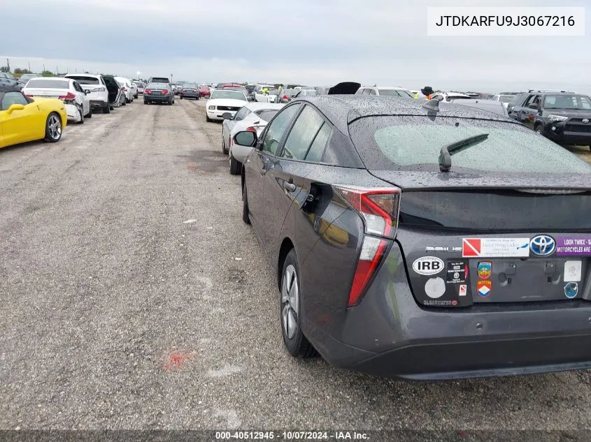 2018 Toyota Prius Three VIN: JTDKARFU9J3067216 Lot: 40512945