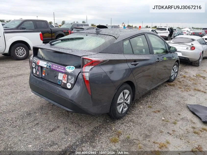 2018 Toyota Prius Three VIN: JTDKARFU9J3067216 Lot: 40512945