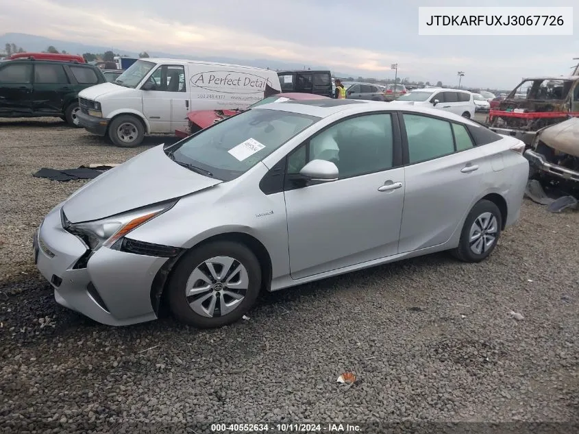 2018 Toyota Prius Four VIN: JTDKARFUXJ3067726 Lot: 40552634