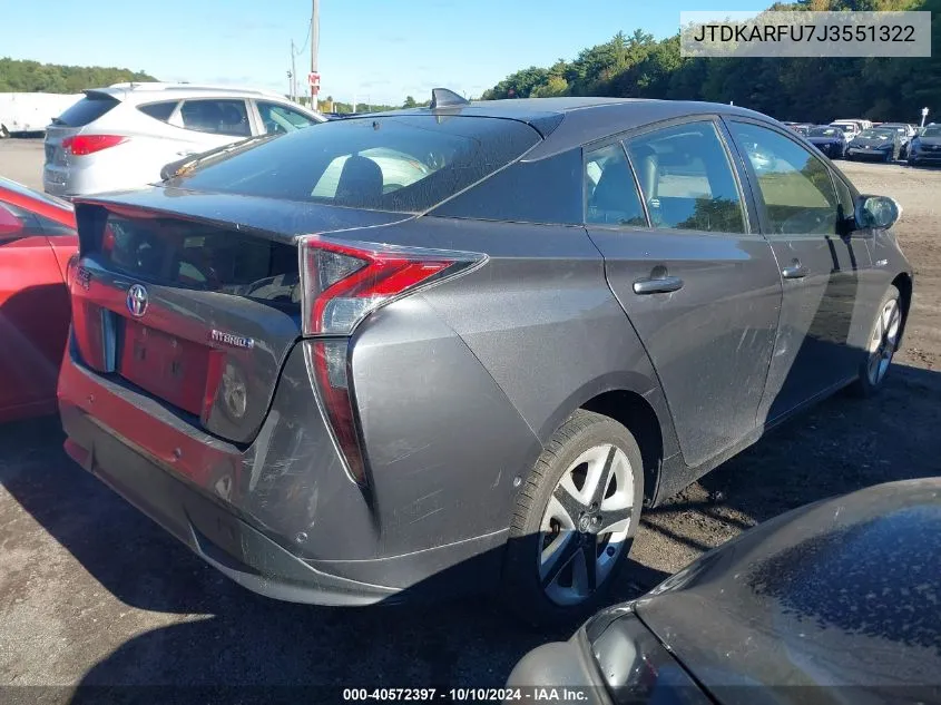 2018 Toyota Prius Three Touring VIN: JTDKARFU7J3551322 Lot: 40572397