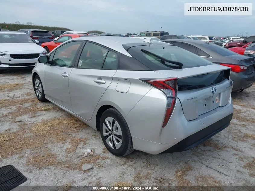 2018 Toyota Prius VIN: JTDKBRFU9J3078438 Lot: 40609198