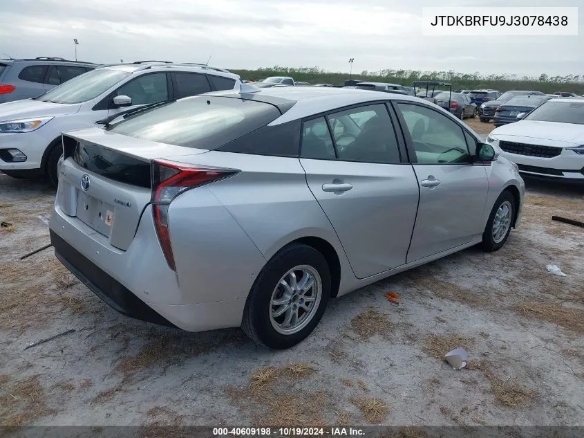 2018 Toyota Prius VIN: JTDKBRFU9J3078438 Lot: 40609198