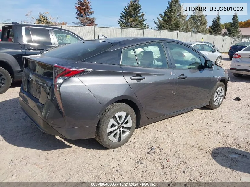 2018 Toyota Prius VIN: JTDKBRFU3J3601002 Lot: 40648006