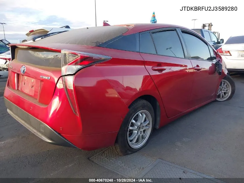 2018 Toyota Prius VIN: JTDKBRFU2J3589280 Lot: 40670248