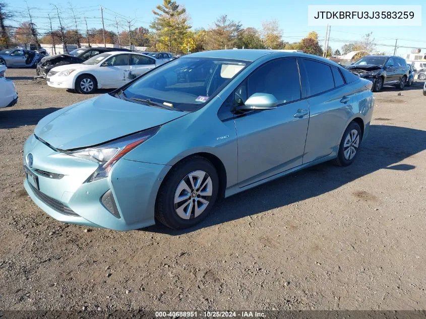 2018 Toyota Prius Two VIN: JTDKBRFU3J3583259 Lot: 40688951