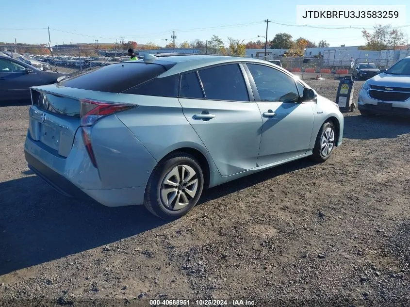 2018 Toyota Prius Two VIN: JTDKBRFU3J3583259 Lot: 40688951