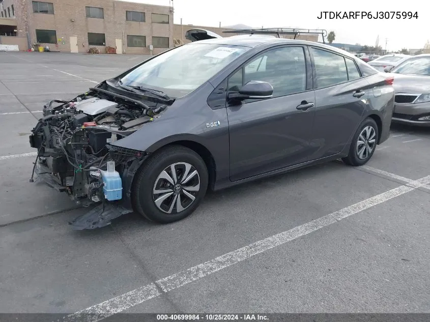 2018 Toyota Prius Prime Plus VIN: JTDKARFP6J3075994 Lot: 40699984