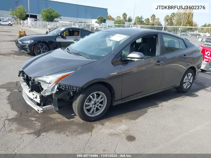 JTDKBRFU5J3602376 2018 Toyota Prius Two