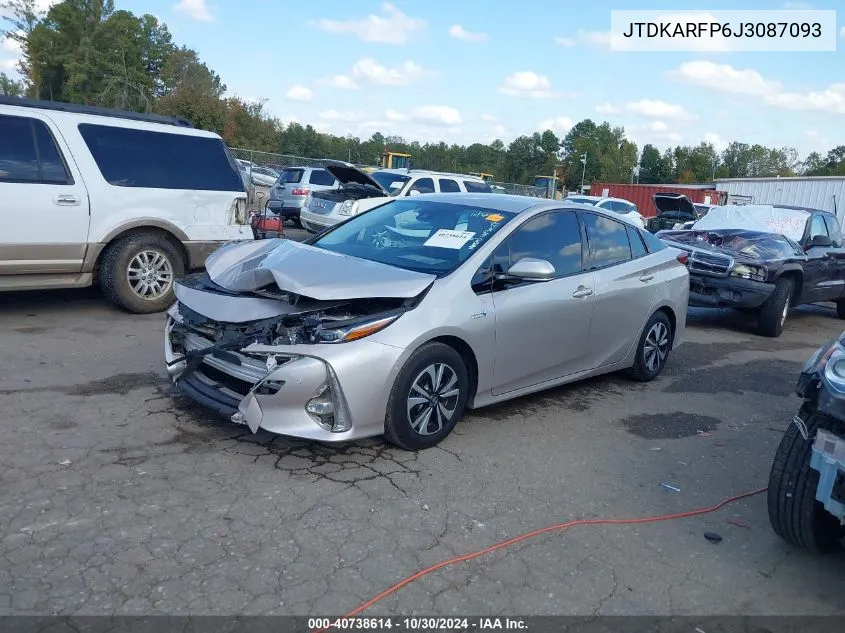 2018 Toyota Prius Prime Advanced VIN: JTDKARFP6J3087093 Lot: 40738614