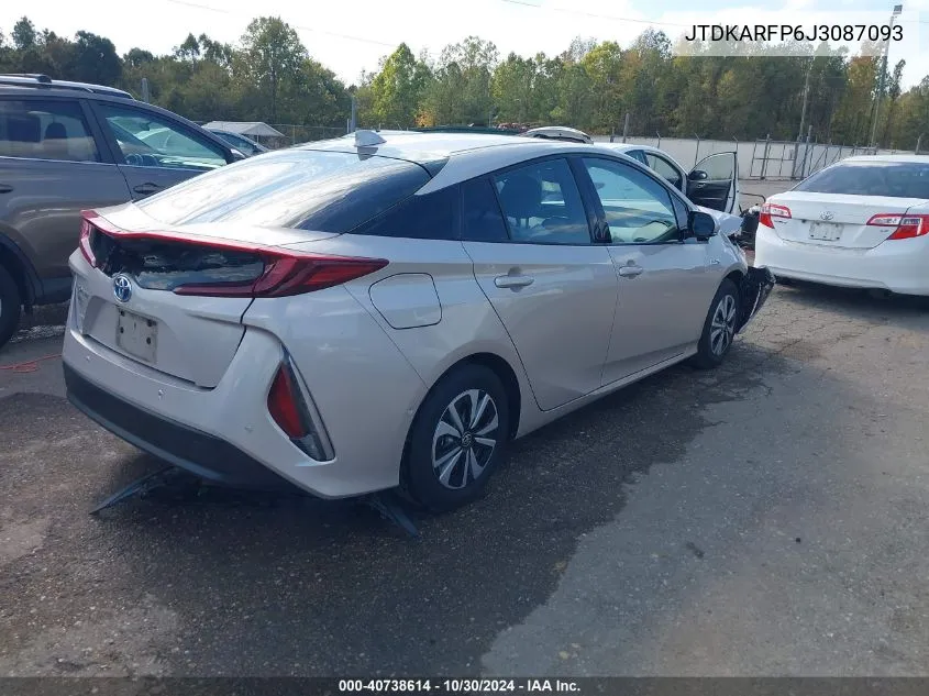 2018 Toyota Prius Prime Advanced VIN: JTDKARFP6J3087093 Lot: 40738614