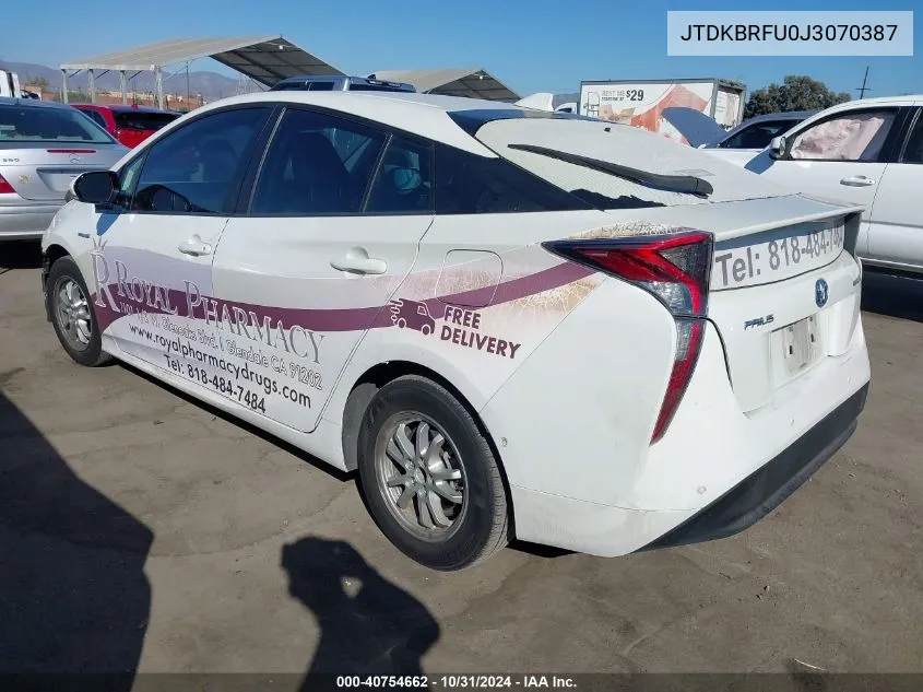 2018 Toyota Prius Two VIN: JTDKBRFU0J3070387 Lot: 40754662