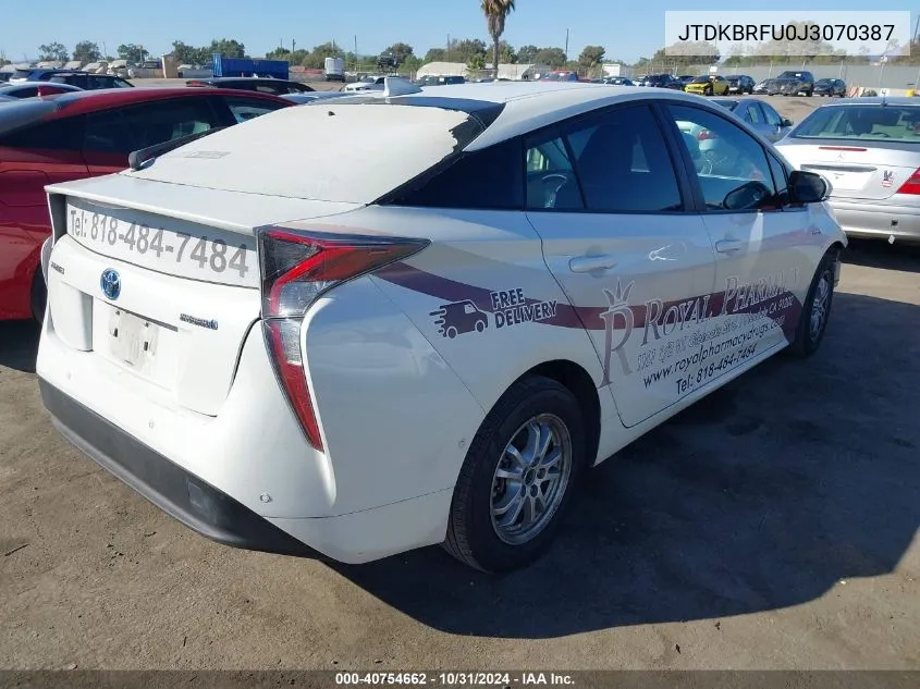 2018 Toyota Prius Two VIN: JTDKBRFU0J3070387 Lot: 40754662