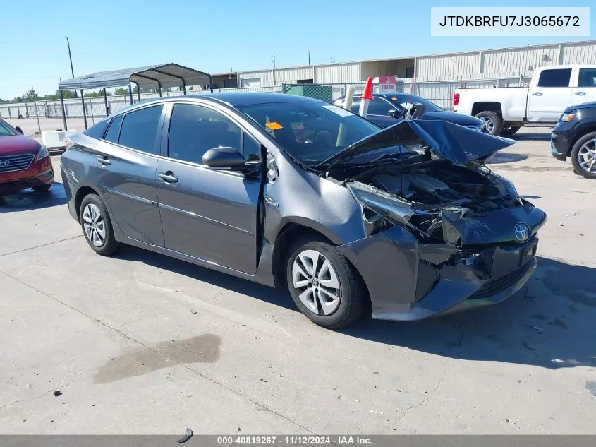 JTDKBRFU7J3065672 2018 Toyota Prius Two