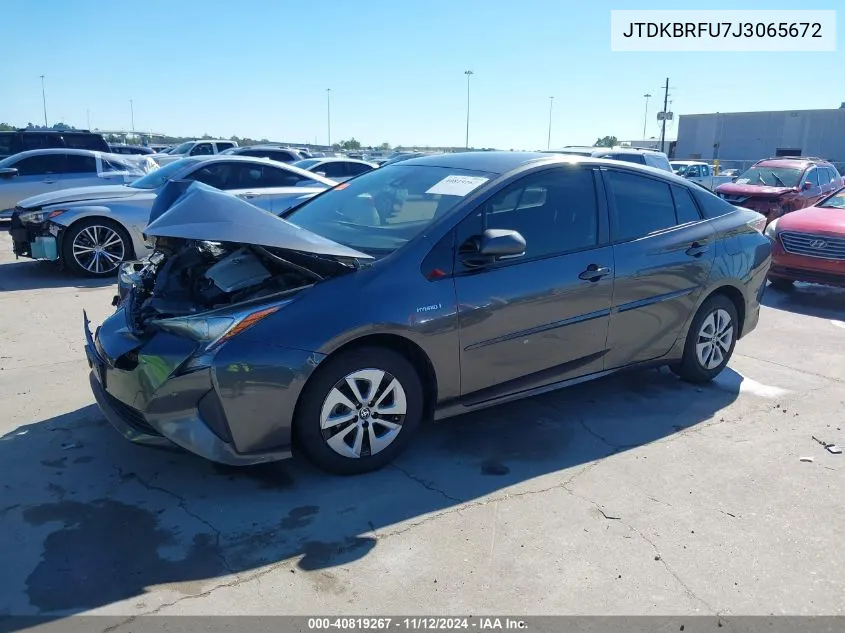 JTDKBRFU7J3065672 2018 Toyota Prius Two