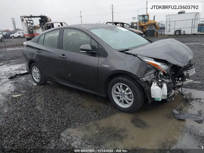 JTDKBRFU2J3603792 2018 Toyota Prius Two