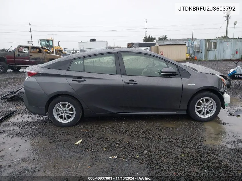 JTDKBRFU2J3603792 2018 Toyota Prius Two