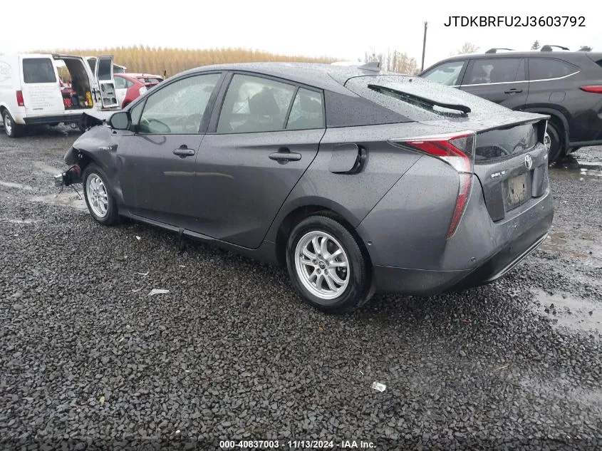 JTDKBRFU2J3603792 2018 Toyota Prius Two