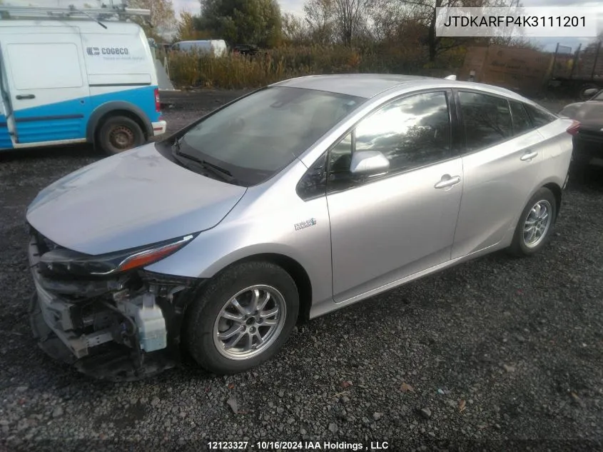 2019 Toyota Prius Prime Upgrade VIN: JTDKARFP4K3111201 Lot: 12123327