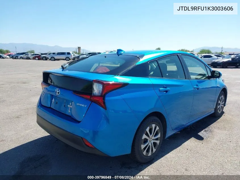 2019 Toyota Prius Le VIN: JTDL9RFU1K3003606 Lot: 39796849