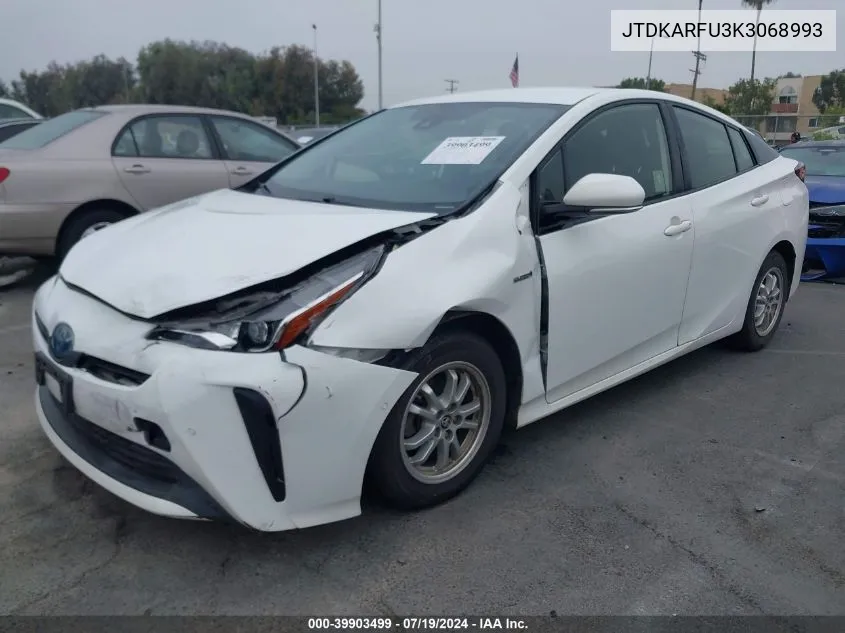 2019 Toyota Prius Le VIN: JTDKARFU3K3068993 Lot: 39903499