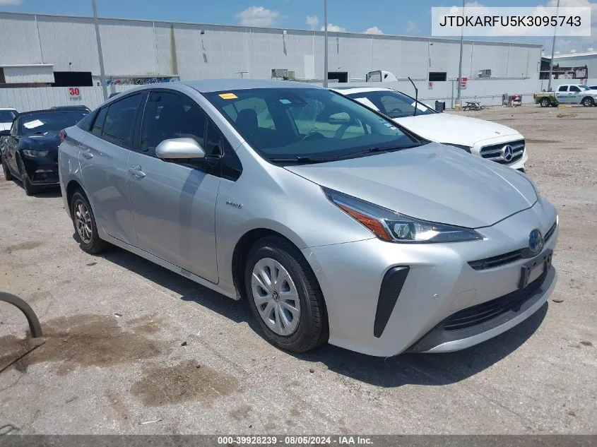 2019 Toyota Prius Le VIN: JTDKARFU5K3095743 Lot: 39928239