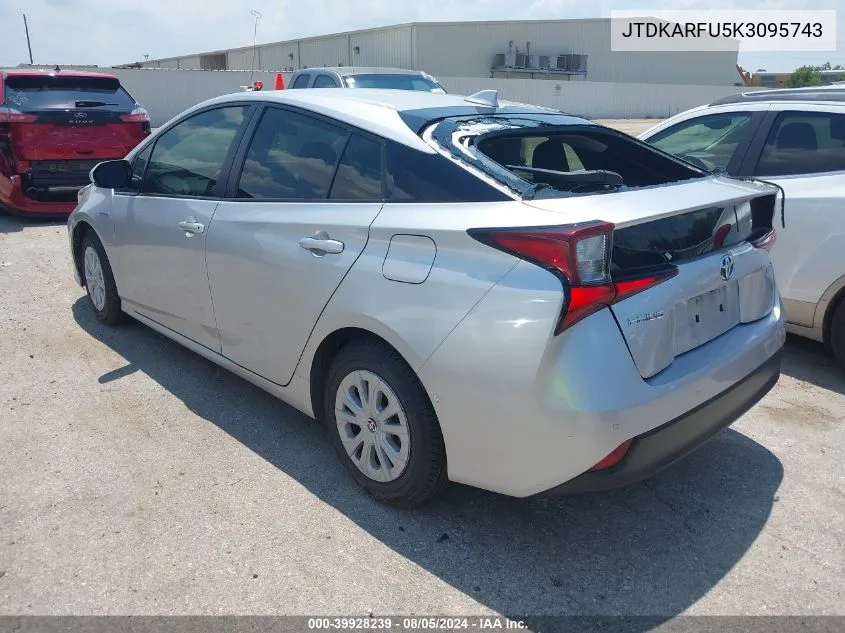 2019 Toyota Prius Le VIN: JTDKARFU5K3095743 Lot: 39928239